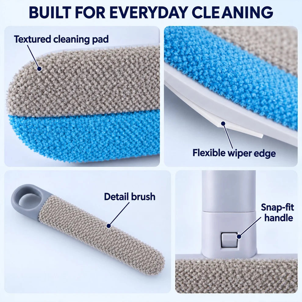 NESTEASE Multifunctional Window Cleaning Brush with Wiper