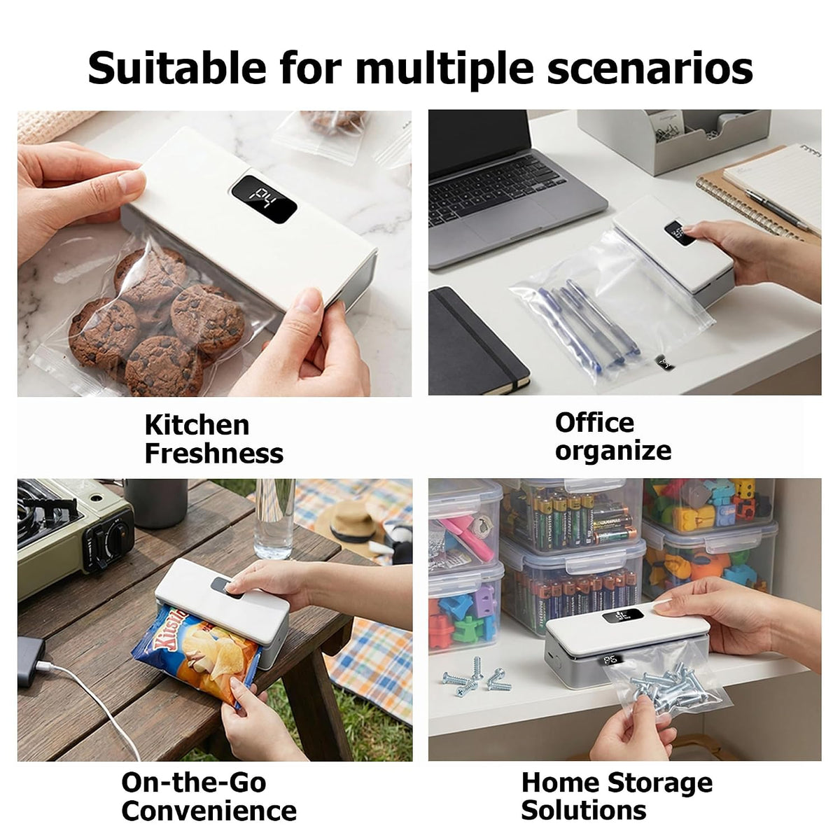 NESTEASE 2-in-1 Rechargeable Mini Bag Sealer with Cutter